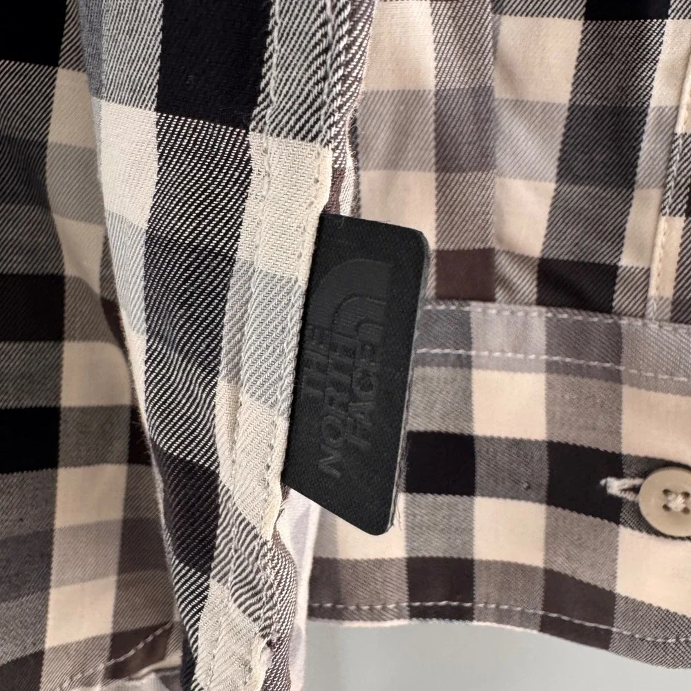The‎ North Face Mens XXL Black White Gingham Plaid Long Sleeve Button Down Shirt